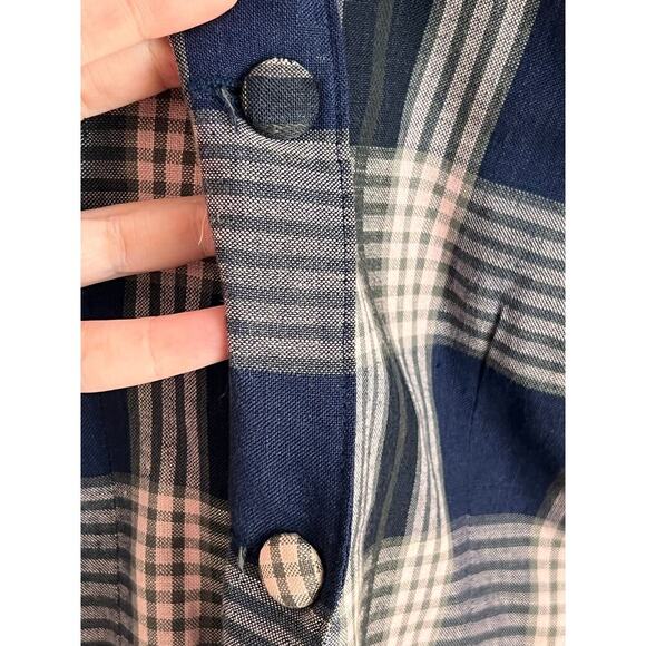 Carolina Herrera Collection II Vintage Plaid Button Up Blazer Navy/Pink 14 - Picture 8 of 10